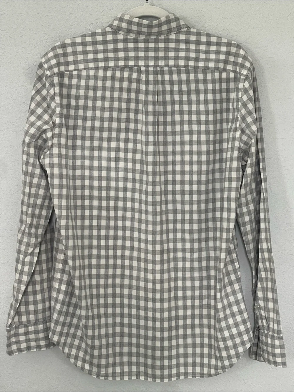 J.Crew Secret Wash Organic Cotton Gray Gingham Stretch Shirt Men’s M